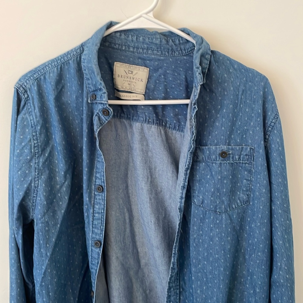 Faux Denim Cotton On Button Down